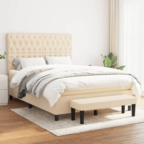 Lattenrostbett mit Matratze Creme 140x190 cm Stoff
