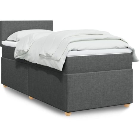 Lattenrostbett mit Matratze Dunkelgrau 80x200 cm Stoff