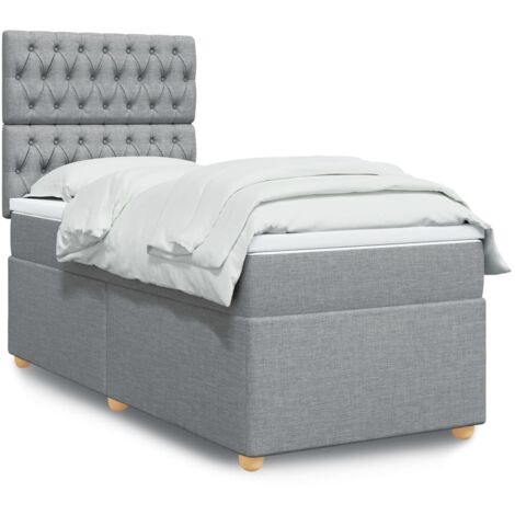 Lattenrostbett mit Matratze Grau 100x200cm Stoff
