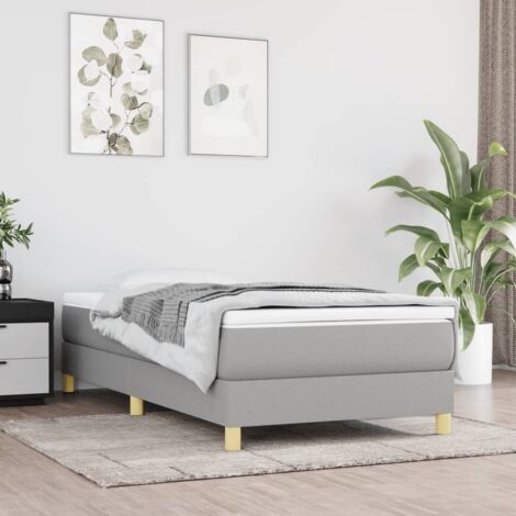 Lattenrostbett mit Matratze Grau 90x200 cm Stoff