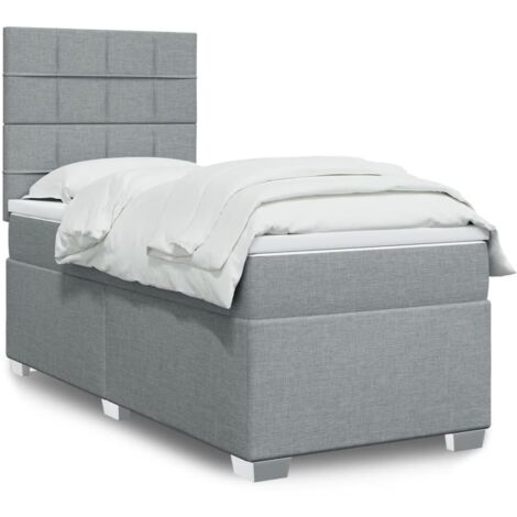Lattenrostbett mit Matratze Grau 90x200 cm Stoff