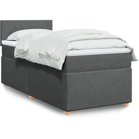 Lattenrostbett mit Matratze Grau 90x200 cm Stoff