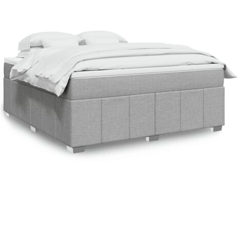 Lattenrostbett mit Matratze Hellgrau 180x200cm Stoff