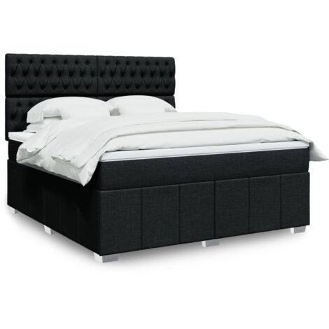 Lattenrostbett mit Matratze Schwarz 180x200 cm Stoff