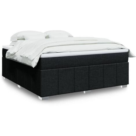 Lattenrostbett mit Matratze Schwarz 180x200 cm Stoff