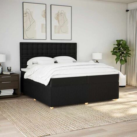 Lattenrostbett mit Matratze Schwarz 200x200 cm Stoff