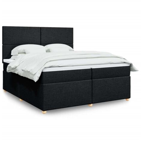 Lattenrostbett mit Matratze Schwarz 200x200 cm Stoff