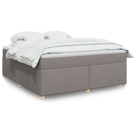 Lattenrostbett mit Matratze Taupe 180x200 cm Stoff