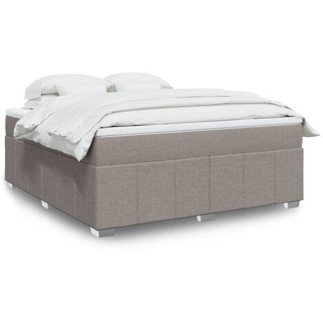 Lattenrostbett mit Matratze Taupe 180x200 cm Stoff
