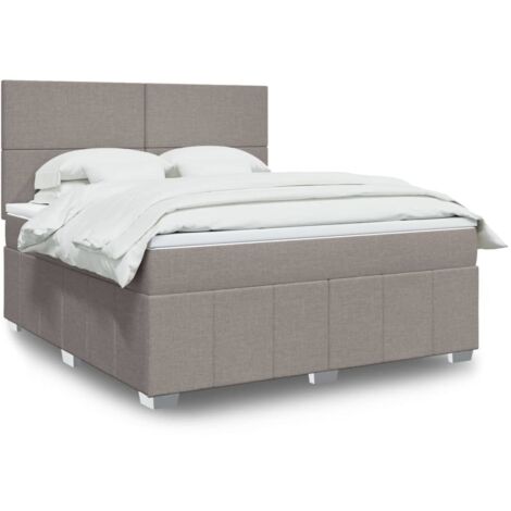 Lattenrostbett mit Matratze Taupe 180x200 cm Stoff