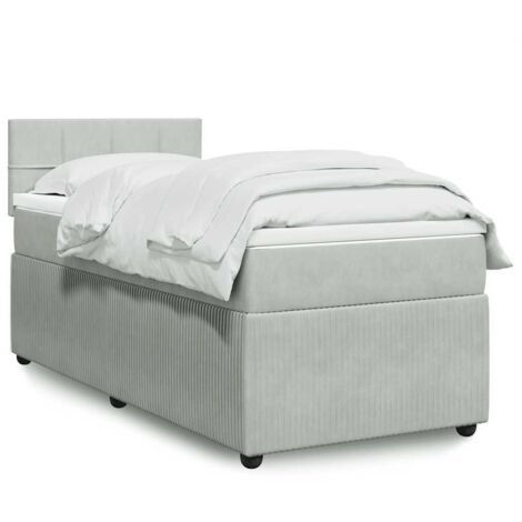 Lattenrostbett und Matratze Grau 90x200 cm Velours
