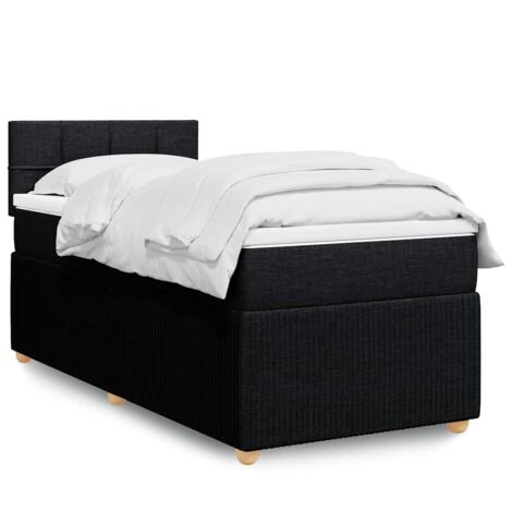Lattenrostbett und Matratze Schwarz 80x200 cm Stoff
