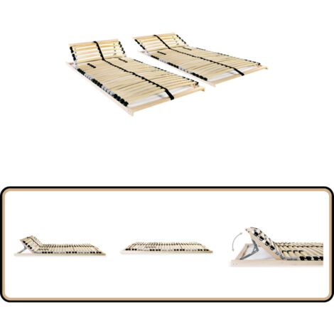 Lattenroste 2 Stk. mit 28 Latten 7 Zonen 90x200 cm - Lattenrost - Holzrahmen - Buche - Birkenholz - Lattenrost 90x200