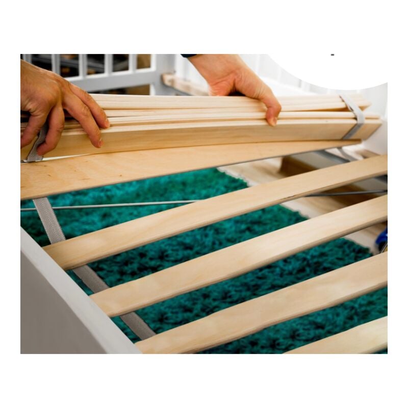 Bysommiflex - Sommier à Lattes 90 x 200 ou 90x190 Sommier à Lattes sur rouleau Lattes pour Lit 1 Personne - Pin Massif Naturel