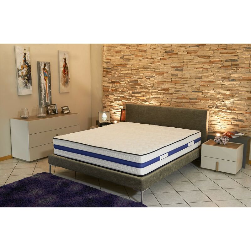 Lattex Blue Matelas 2x80x200 Hauteur 29 cm - Face Hiver avec Laine Merinos - Face été avec Lin - Soutien Ferme