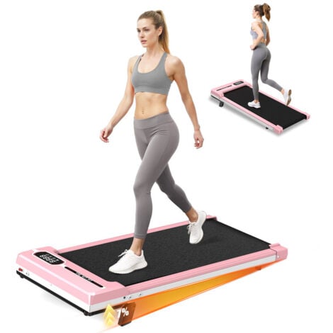 WOWTTRELAX Laufband – Walking Pad 2,5 PS – Walking Pad mit Fernbedienung und LED, leises Walking Pad – 1–8 km/h kompaktes Laufband – Pink