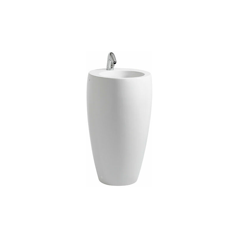 

Alessi One Lavabo con columna integrada, sin agujero para grifo, sin rebosadero, 530x530, LCC blanco - H8119724001091 - Laufen