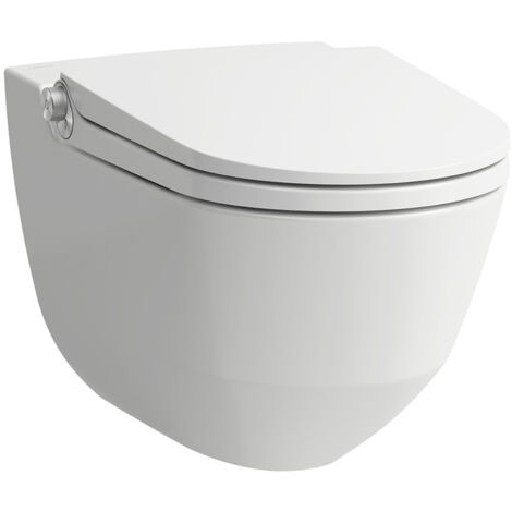 Laufen Cleanet Riva Dusch-WC, spülrandlos, wandhängend, Fernbedienung, WC-Sitz mit Deckel, Farbe: Schwarz glänzend - H8206910200001