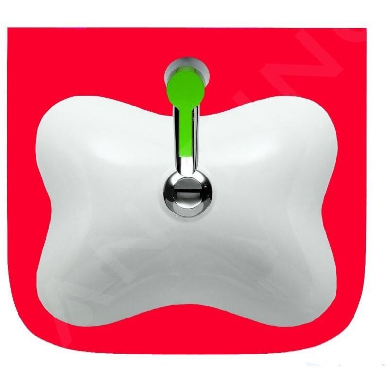 Laufen - Florakids - Lave-mains, 450x410 mm, 1 trou pour robinetterie, blanc/rouge H8150310621041