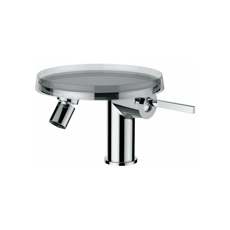 

Kartell Mezclador monomando para bidé de disco, caño fijo, con válvula de desagüe, incl. bandeja portaobjetos, caño 125 mm, cromado - H3413310041111