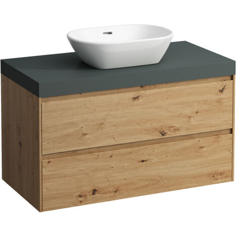 LAUFEN LANI lavabo sobre encimera gris tráfico incl. mueble bajo