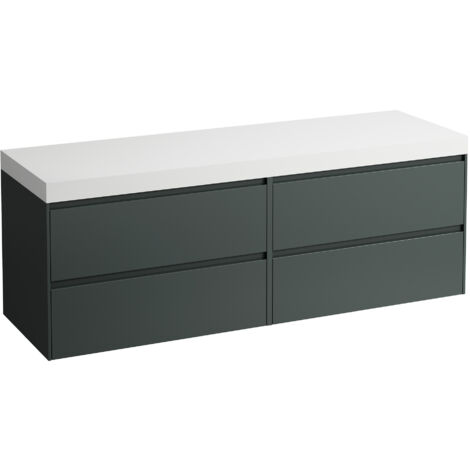 LAUFEN LANI Plan de lavabo blanc mat avec meuble sous-lavabo,