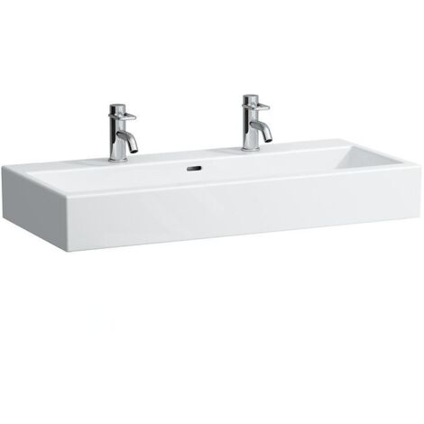 Laufen Living - Double-lavabo à poser 1000x460 mm, 2 trous pour robinetterie, blanc H8184370001071