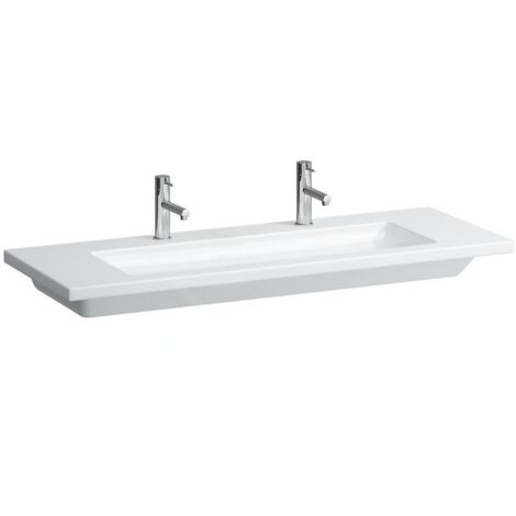 Laufen Living - Double-lavabo à poser, 1300 x 480 mm, 2 trous pour robinetterie, s LCC, blanc H8164364001151