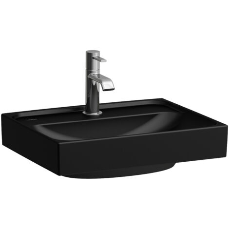 Laufen Meda - Lave-mains 45x35 mm, sans trop-plein, trou pour robinet, noir mat H8151117161111