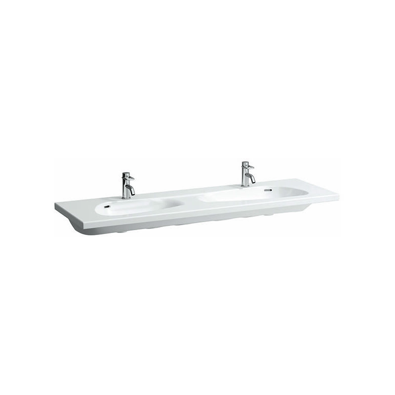 

Palomba Doble lavabo se puede construir debajo, 1 agujero para grifo, con rebosadero, 1600x500, color: Blanco con LCC - H8148094001041 - Laufen