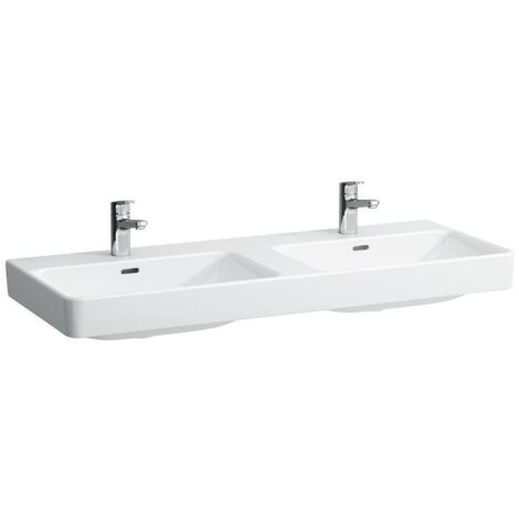 LAUFEN PRO S Doppelwaschtisch, ohne Hahnloch, mit Überlauf,
