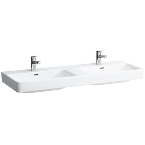 LAUFEN PRO S Doppelwaschtisch, ohne Hahnloch, mit Überlauf,