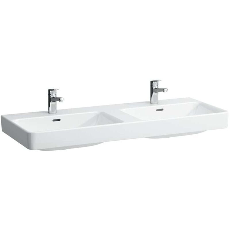 Laufen - Pro s - Double-lavabo 120x47 cm, 2 trous pour robinetterie, blanc H8149660001041