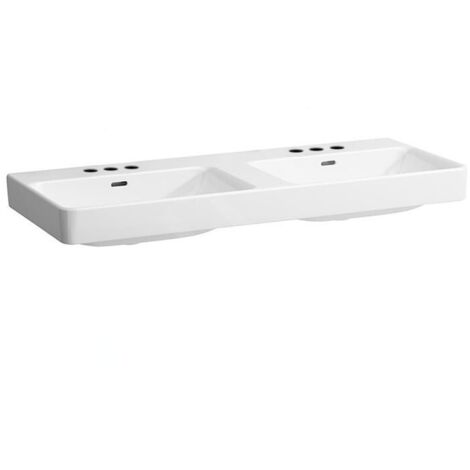 Laufen Pro S - Double-lavabo 1200x465 mm, 6 trous pour robinetterie, avec LCC, blanc H8149664001081