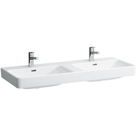 LAUFEN PRO S double vasque 1200 x 460 mm avec trop-plein, version 1 trou pour robinet LAUFEN blanc