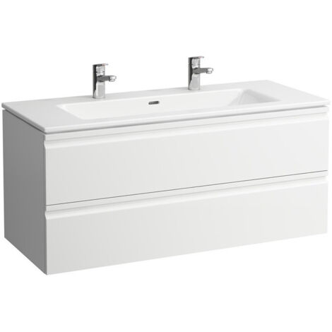 LAUFEN PRO S lavabo avec meuble sous-vasque, 2 tiroirs, 2 trous pour robinetterie, LAUFEN blanc mat