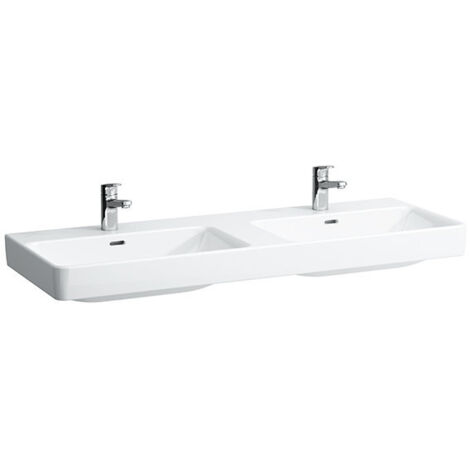 Laufen Pro S - Lavabo doble 130x46 cm, 2 orificios para grifos, blanco H8149680001041