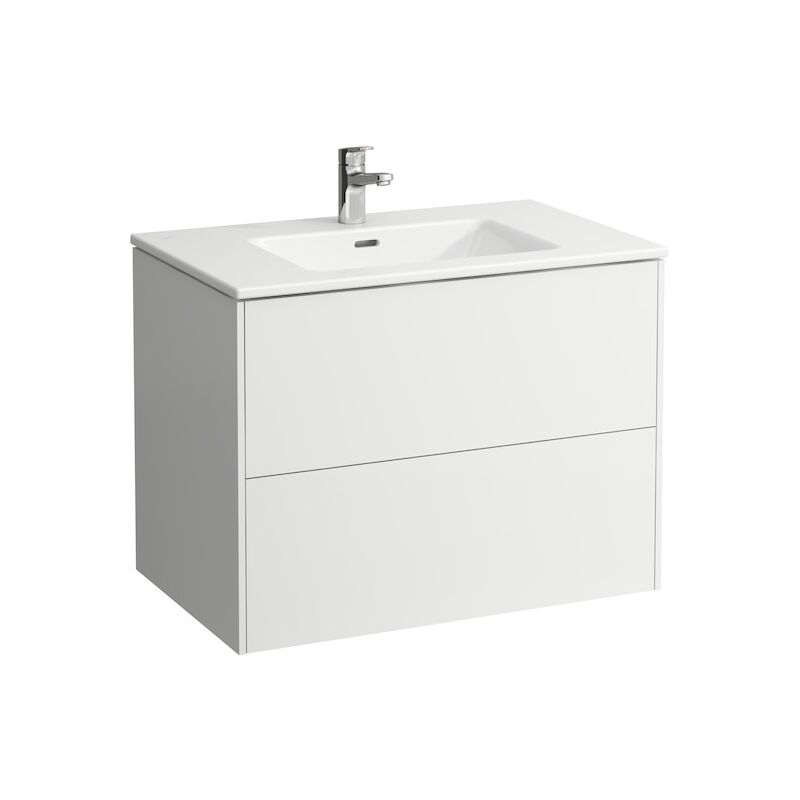 

Laufen Pro S Set Base, lavabo, 1 agujero para grifo, rebosadero, incl. mueble bajo lavabo, 2 cajones, 1000x500mm, color: Nieve (blanco mate)