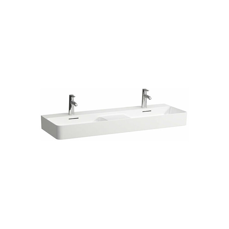 

VAL doble lavabo, 3 agujeros para el grifo, con rebosadero, 1200x420, blanco, zona semiseca en el centro, color: Blanco - H8142820001081 - Laufen