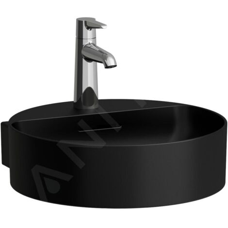 Laufen VAL - Lave-mains, 40x43 cm, avec trop-plein, trou pour robinet, noir mat H8112817161041