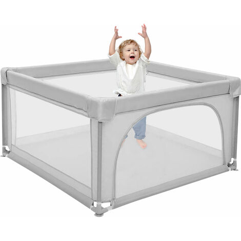Laufgitter für Baby,Faltbar Baby,Haloyo®,Playpen Kinderzaun,Kinder-Laufstall,mit 50 Kugel,Laufstall Weich et Rutschfest,120 x 120 x 66cm,hellgrau