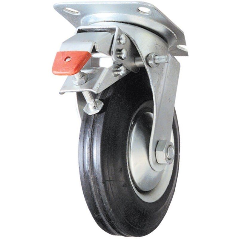 ROLLE, 125 mm, drehbare Platte aus schwarzem Gummi, mit Bremse AVL 508843O