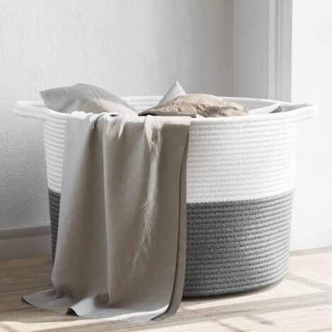 Laundry Basket Grey and White Ø55x36 cm Cotton vidaXL