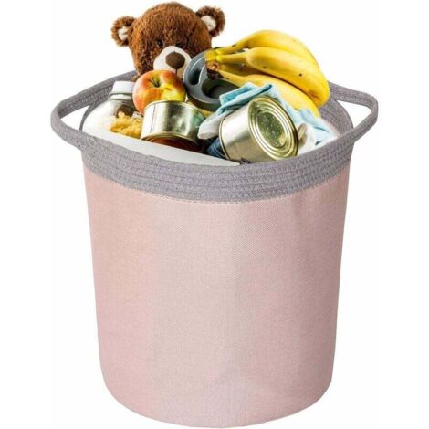 Laundry basket, portable storage bag, foldable waterproof fabric laundry basket, clothes and toy organizer with large capacity (X-Pink Grey)