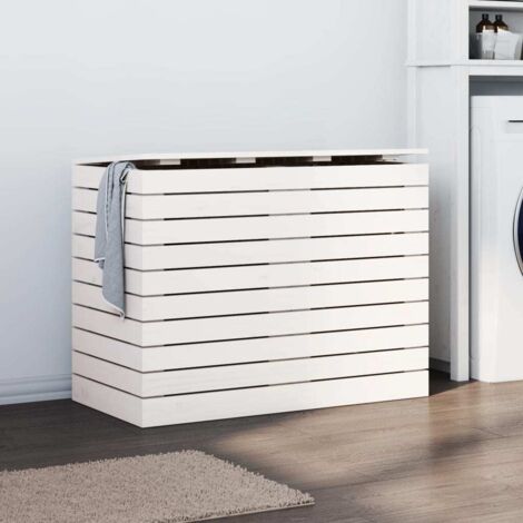 Laundry Basket White 88.5x44x66 cm Solid Wood Pine vidaXL