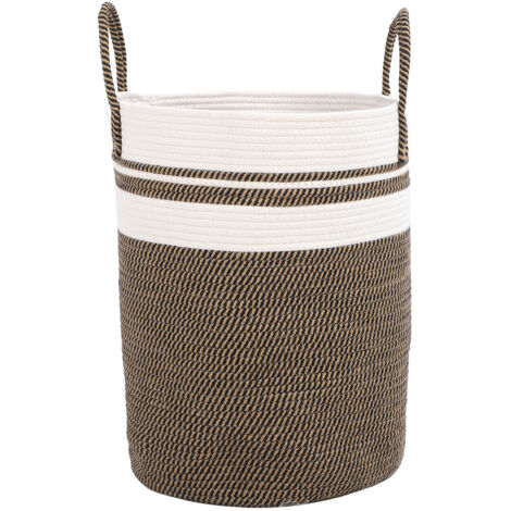 Laundry Basket Woven Cotton Rope 60L Breathable Modern Design Collapsible Versatile Dirty Clothes Hamper with Handles White Grey Black