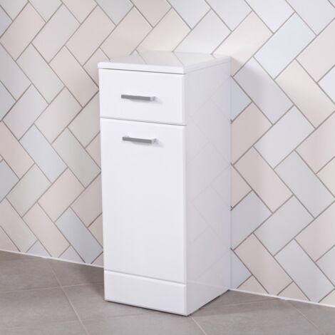 Laundry Cabinet Bathroom Storage Cabinet with Drawer Basket White