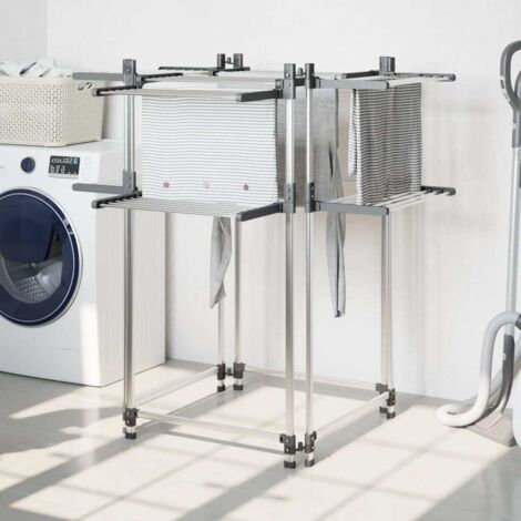 Laundry Drying Rack 107x107x120 cm Aluminium vidaXL