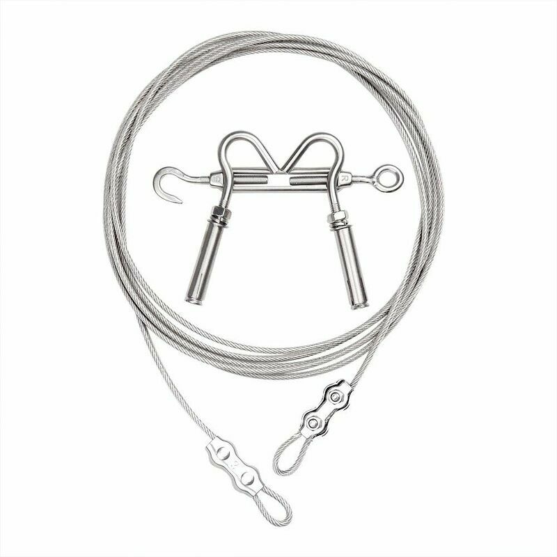 Hoopzi - Laundry drying rack for indoor and outdoor use with stainless steel cable clamping system, 6m