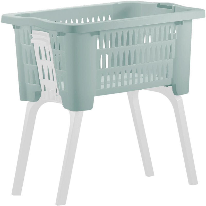 Laundry Linen Basket Washing Clothes Bin Storage Plastic Carrier with Legs Bath Green